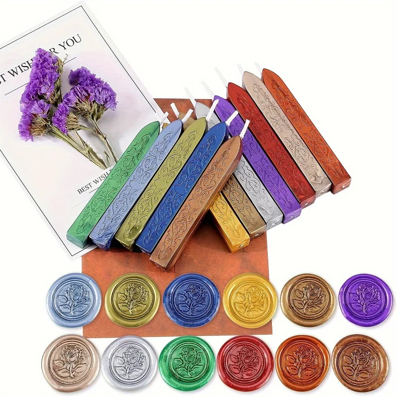 12pcs/bag Metallic Mixed Color - огляд і ціна Wax Seal Stamp Kit
