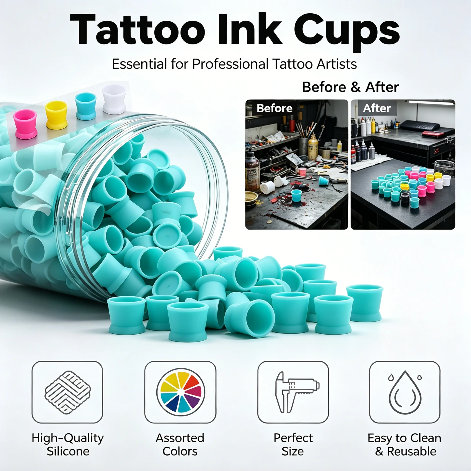 50/100/300pcs Silicone Tattoo  - огляд і ціна Calligraphy Ink Bottle