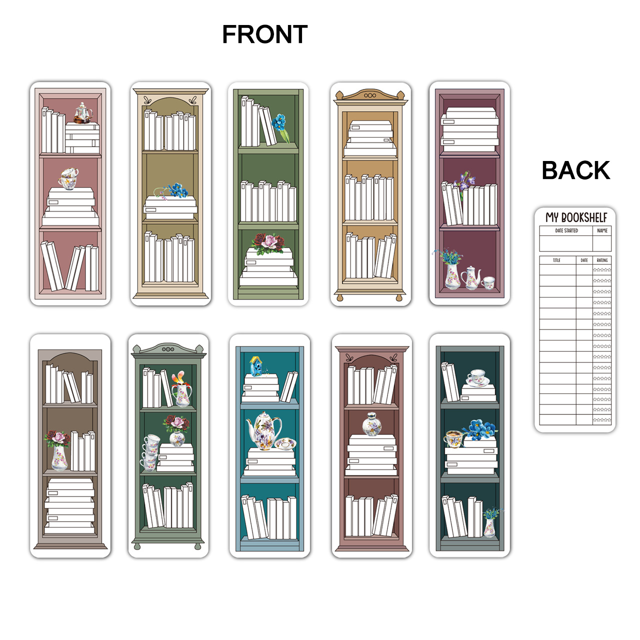 10 Pcs Cute Bookshelf Illustra - огляд і ціна Stationery Office